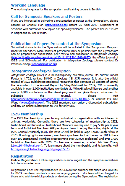 The 9th International Symposium of Integrative Zoology